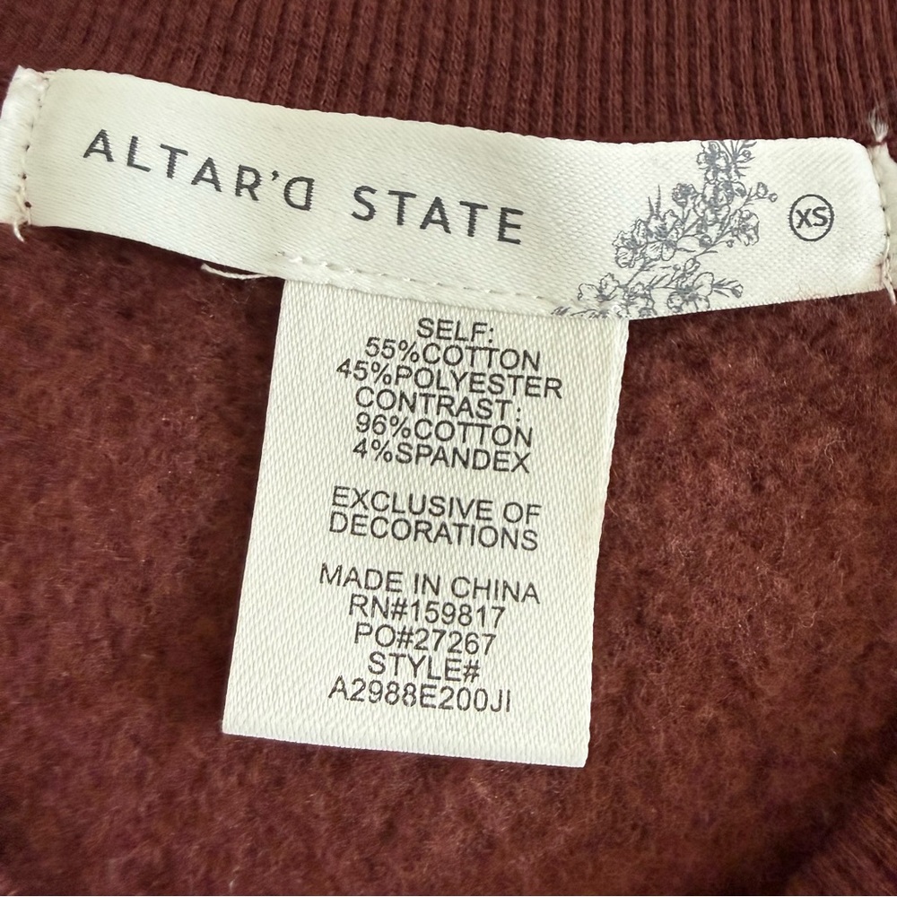 Altar’d State NWT Candycane Martini RumBrown Sweatshirt with Cocktail Embroidery - Picture 5 of 11